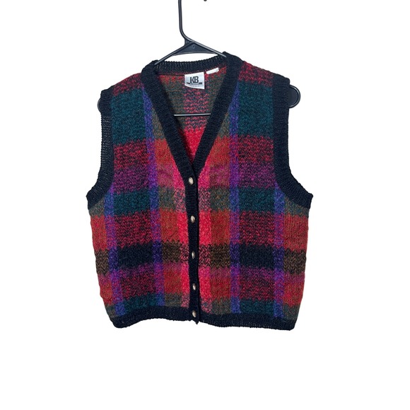 KB & Company Jackets & Blazers - KB & Company Misses Plaid Button Front V Neck Knit Sweater Vest Women M